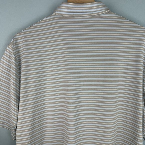 Ralph Lauren RLX Mens Golf Polo Shirt Grey Blue‎ Striped Performance Size Large - Picture 3 of 8